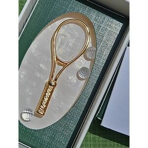 Swarovski Crystal Memories Tennis Racket w/3 Balls Vintage 1990s New